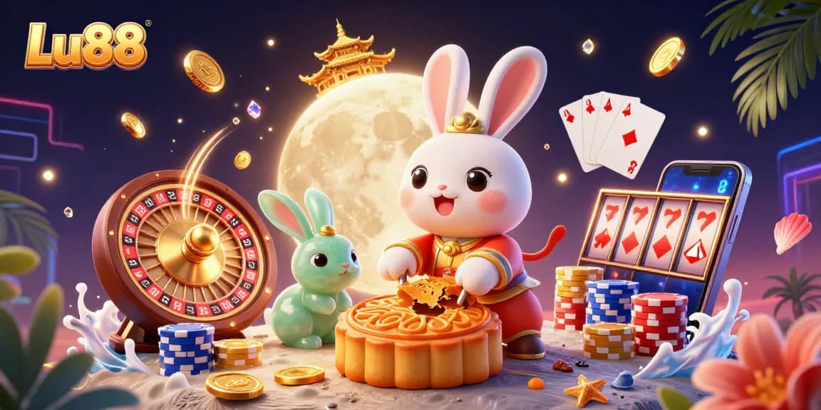 Win big at Lu88 with the moon rabbit and casino treasures in a dazzling 3D scene.