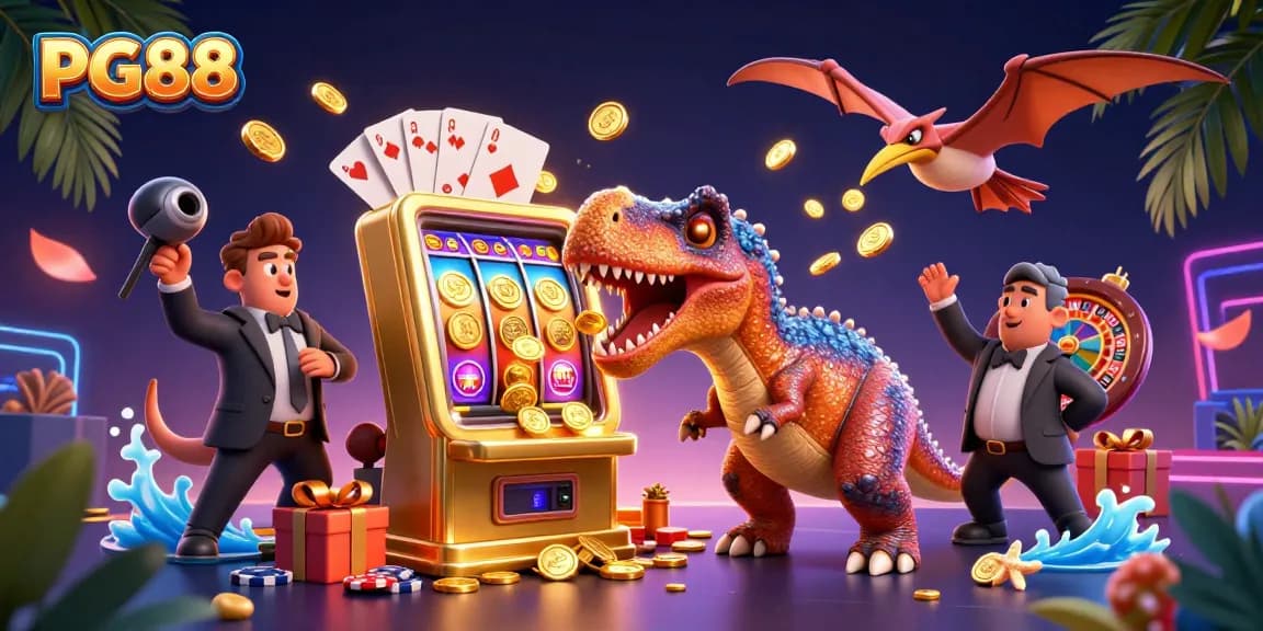 PG88 offers an exciting jackpot experience with animated characters and casino elements in action.