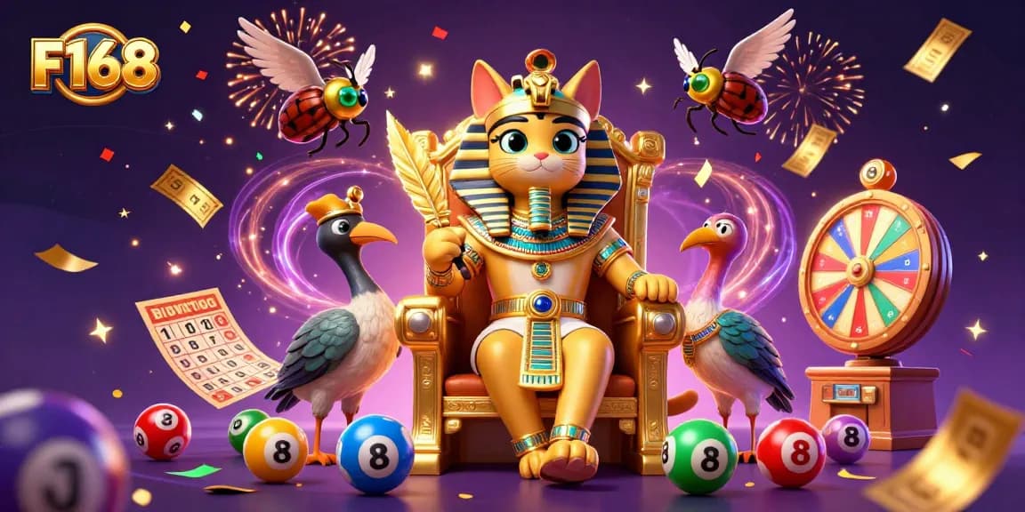 Engage with F168's thrilling lottery scene featuring vibrant elements and magical energy.