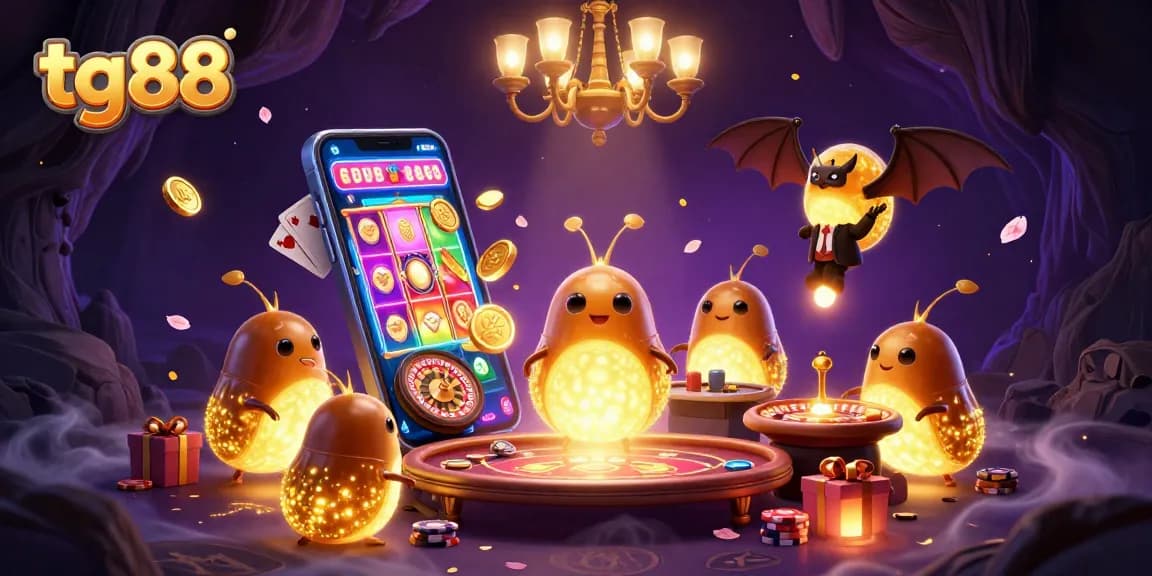 Capture winning moments at tg88 with glowworms lighting up an exciting casino scene.