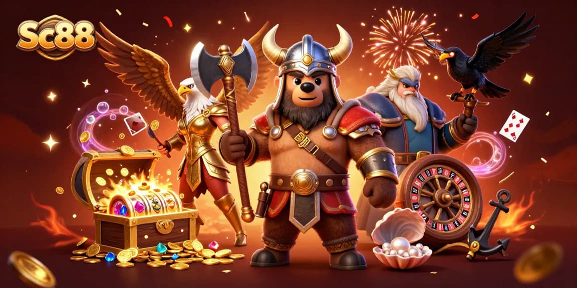 Sc88 brings thrilling casino adventures alive with vibrant characters in a lively gaming scene.