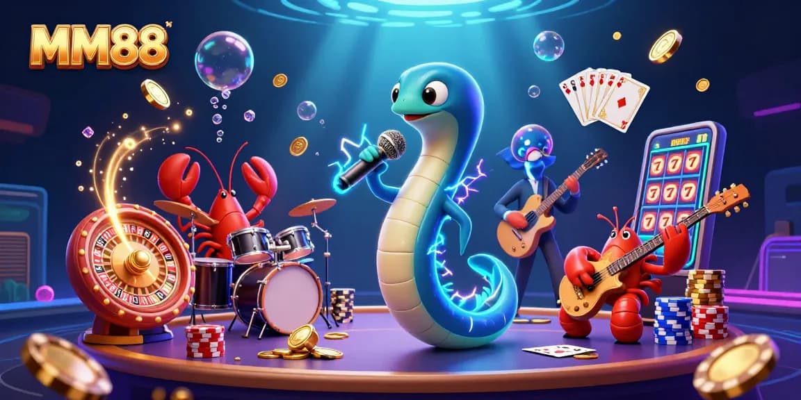 Experience the excitement of MM88 as a DJ eel sets the underwater casino stage alive.