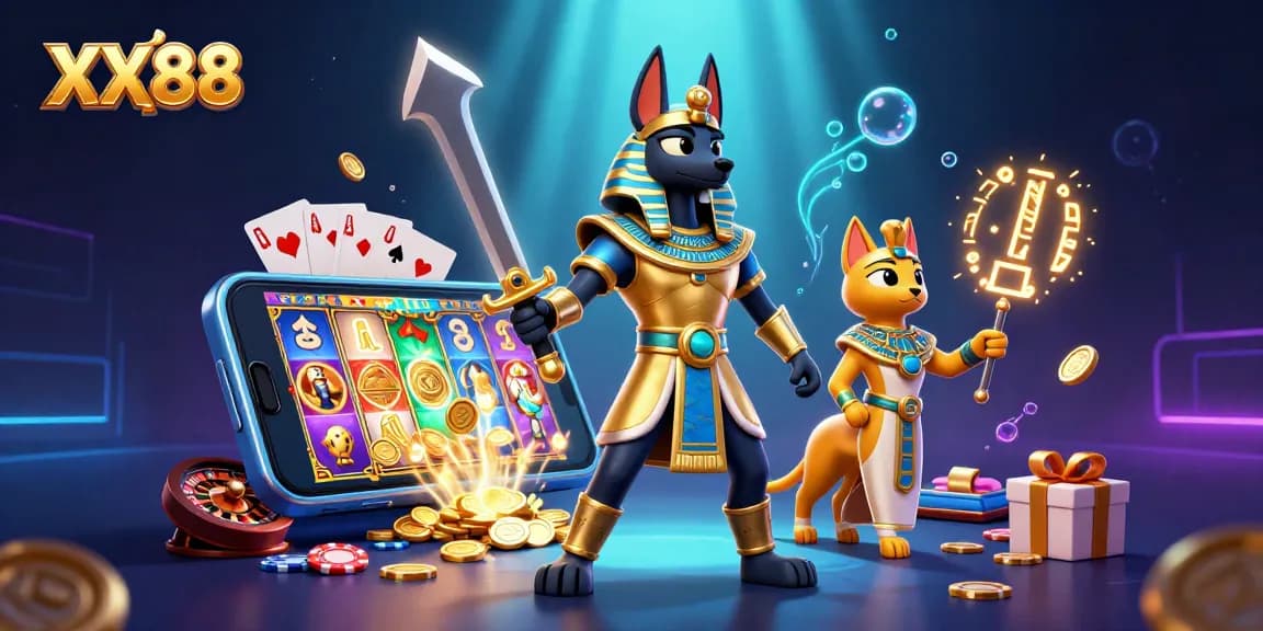 Win big with exciting slot games at XX88 featuring ancient Egyptian characters and dynamic visuals.