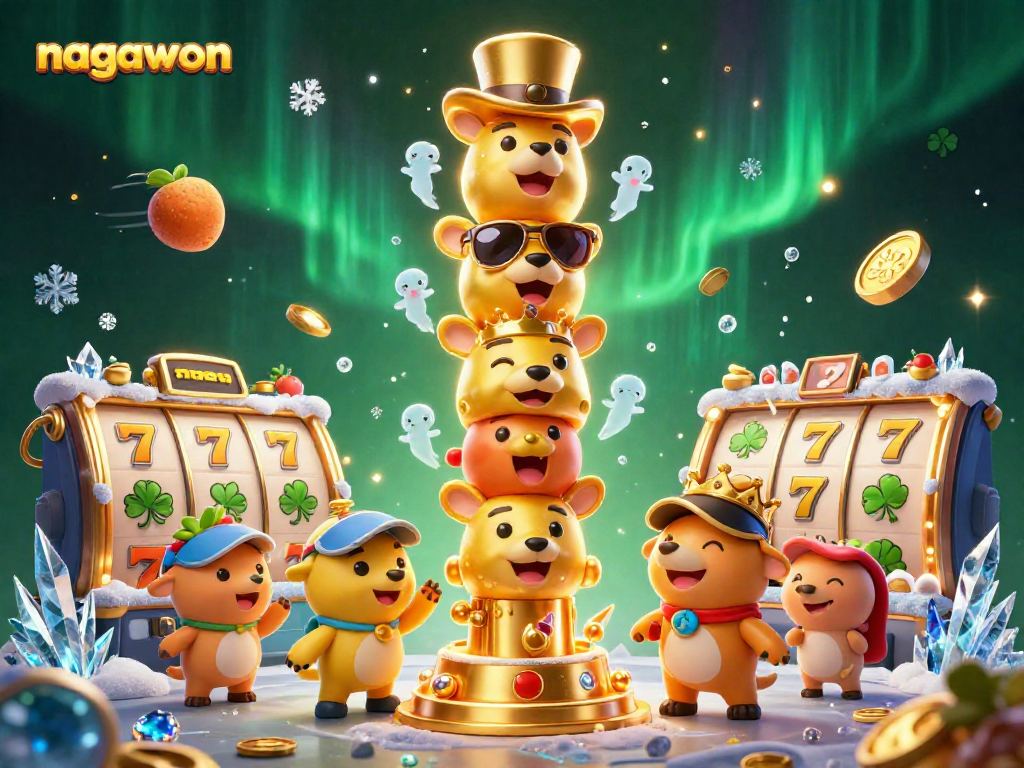Experience thrilling wins with nagawon in this vibrant 3D casino illustration of a golden totem pole.