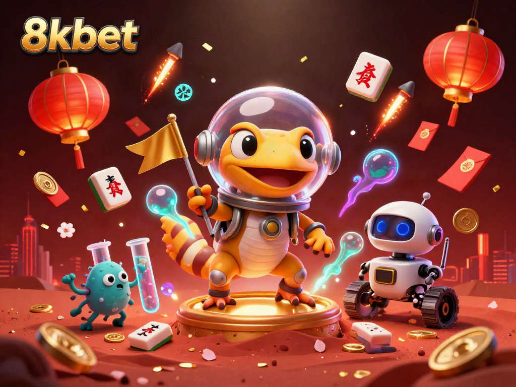 Experience thrilling gaming with 8xbet in a vibrant, animated Martian casino scene.