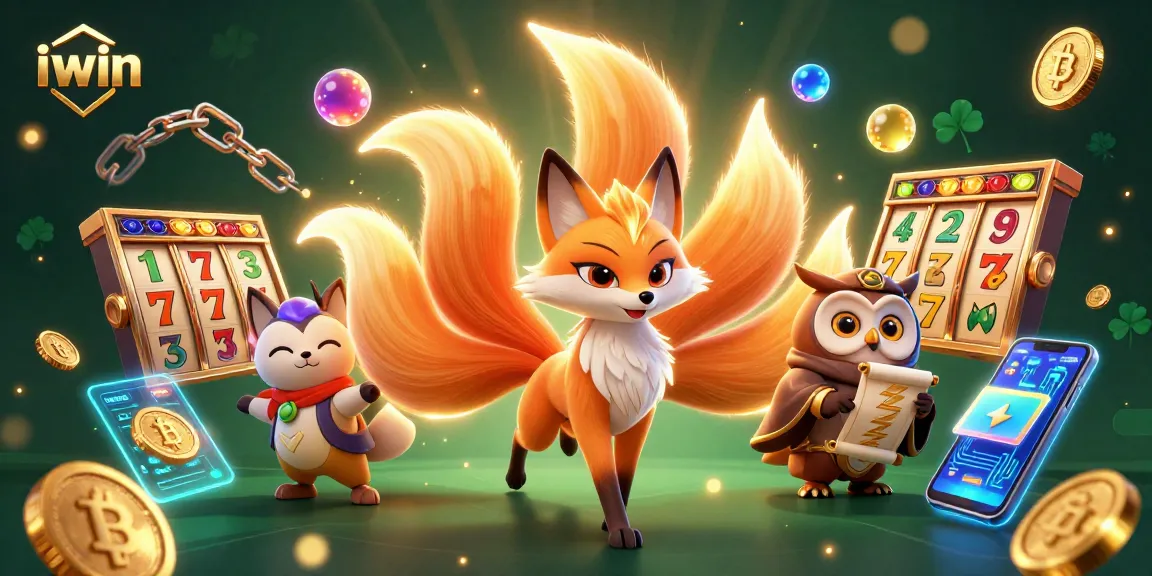 Engage with iwin's vibrant casino scene showcasing the colorful nine-tailed fox spirit amidst dynamic gaming elements.