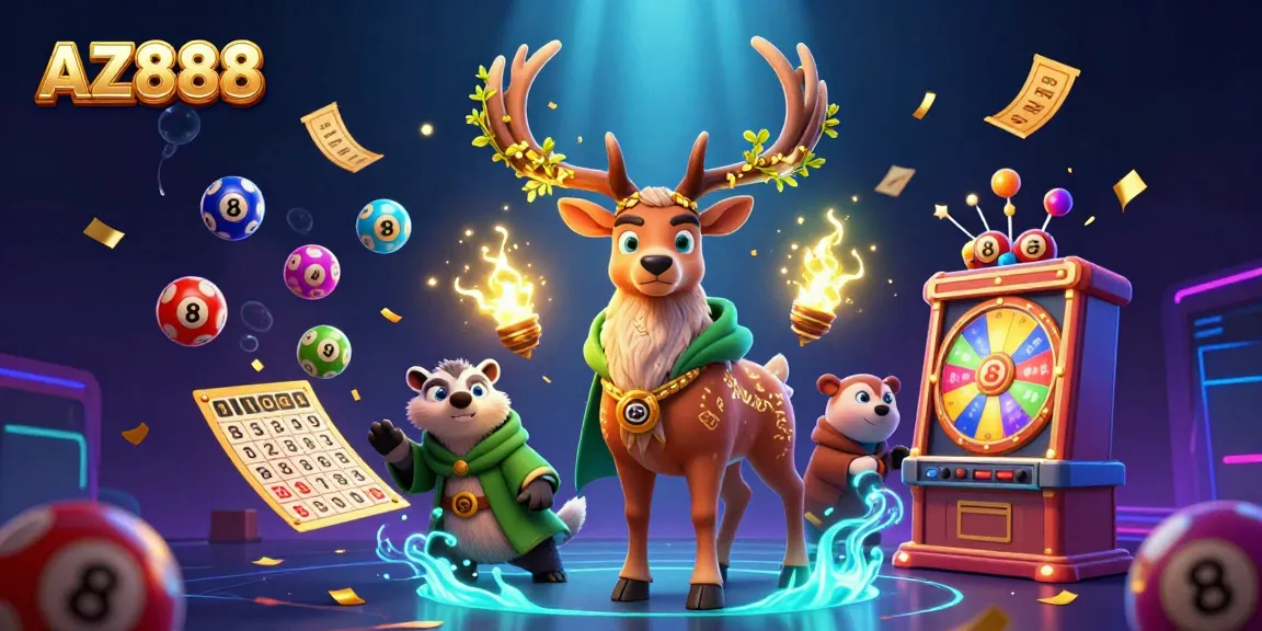 Join the magical world of AZ888 where lottery excitement reigns supreme, featuring a druid and enchanting spirit.