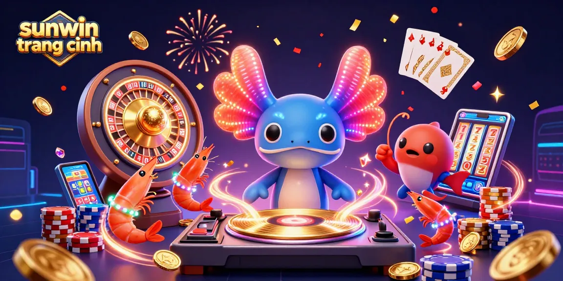 Experience the vibrant gamescape at sunwin trang chính with neon characters and sparkling winnings!
