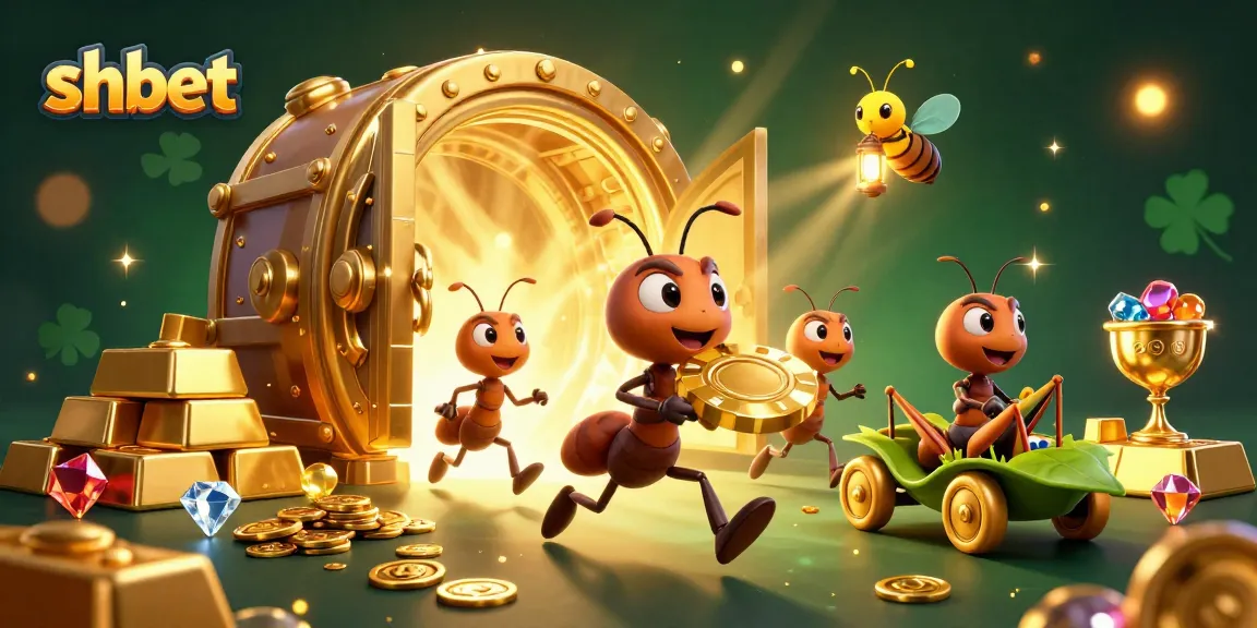 Experience thrilling jackpots with shbet’s dynamic casino heist scene featuring ants and golden treasures.