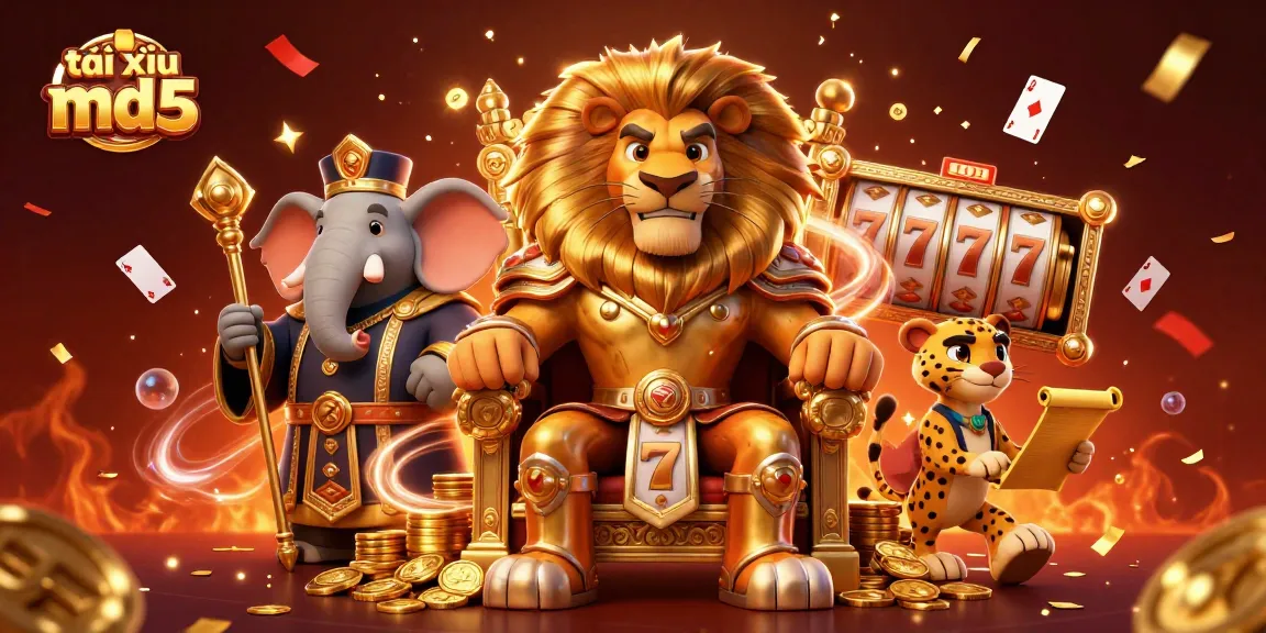 Experience the excitement of tài xỉu md5 with dynamic gaming characters and vibrant casino elements.