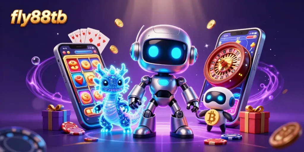 Experience dynamic gaming with fly88tb as vibrant characters engage in captivating casino adventures.