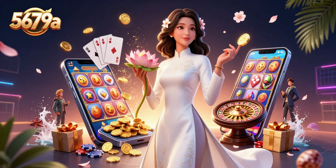 Experience the thrill of 5679a with vibrant slot games and golden wins in a captivating scene.