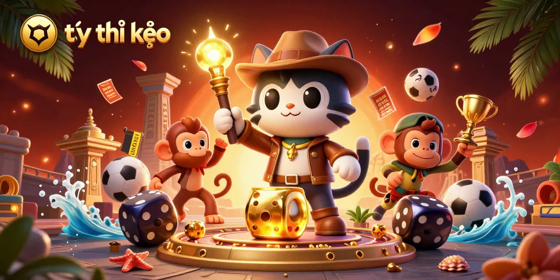 Observe tỷ lệ kèo as a cat archaeologist uncovers a golden artifact in a sports-themed temple.