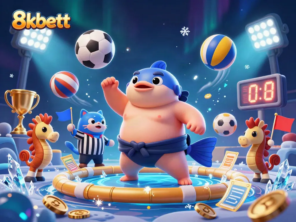 Experience dynamic underwater sports betting action with 8kbett's vibrant illustration.