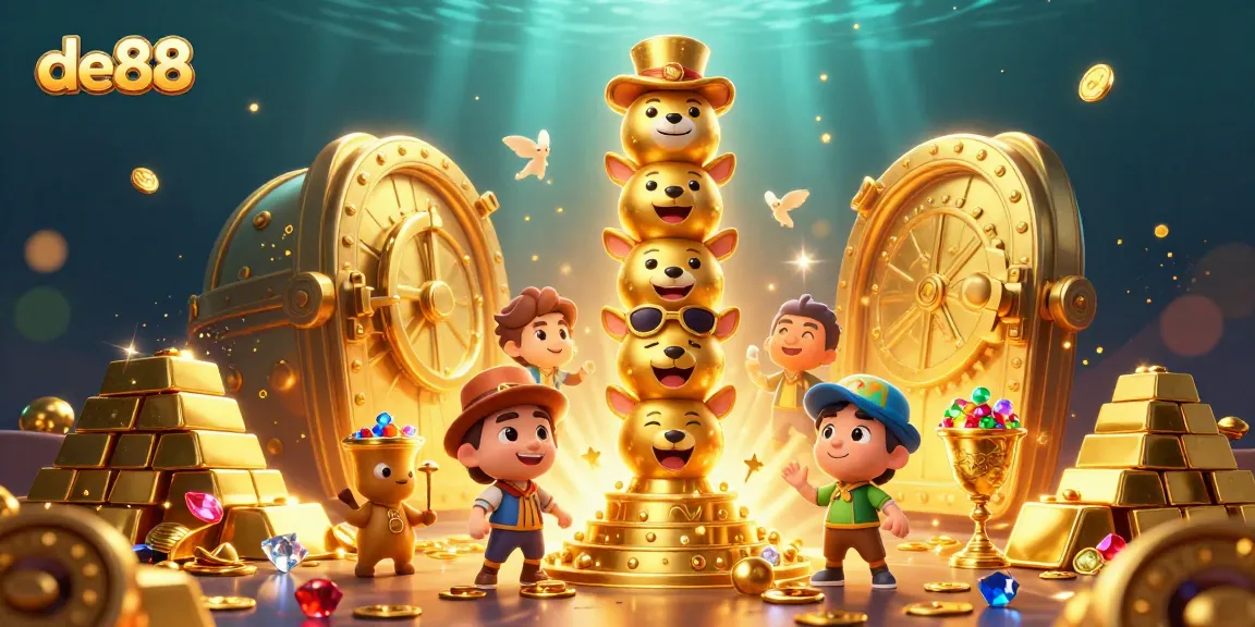 Spin the reels at de88's vibrant casino scene filled with treasure and dynamic characters.