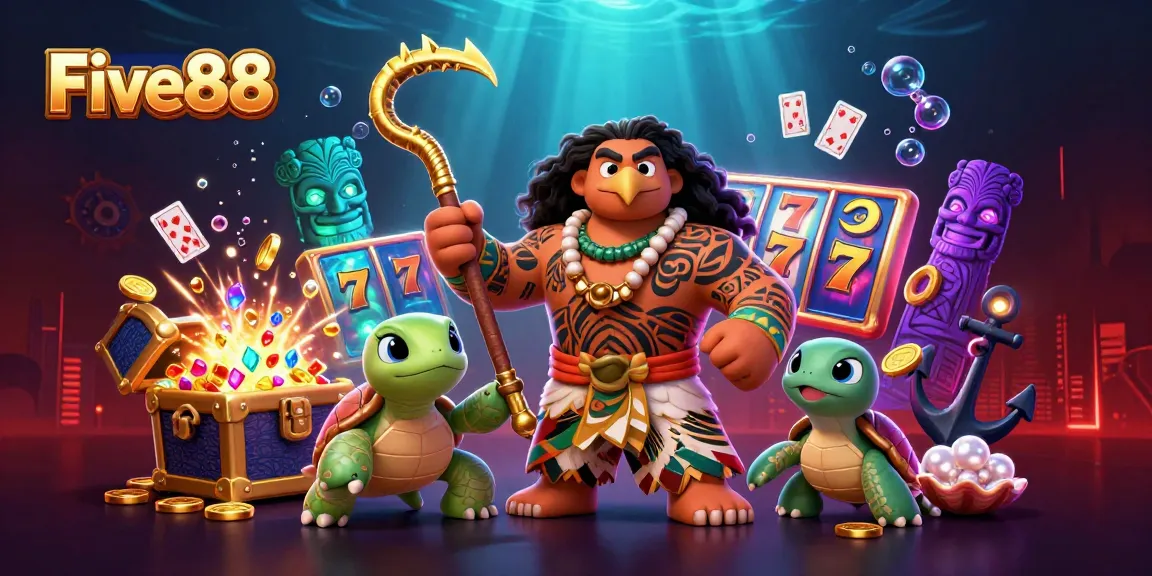 Experience action-packed gaming at Five88 with vibrant character illustrations and dynamic gambling elements.