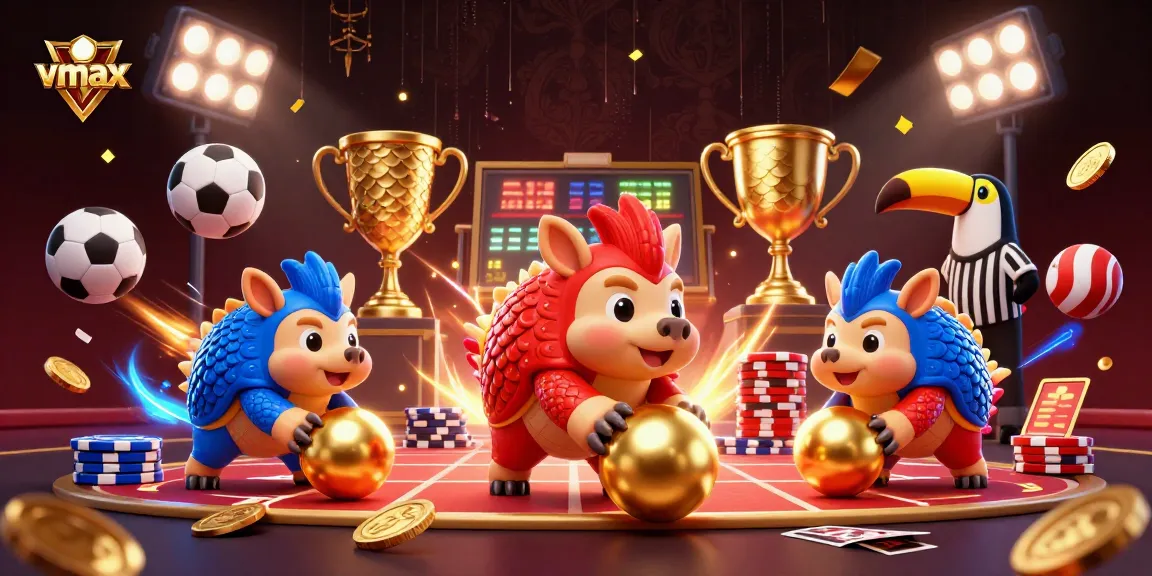 Experience the vmax thrill with rival pangolins bowling through poker chips in a vibrant casino scene.