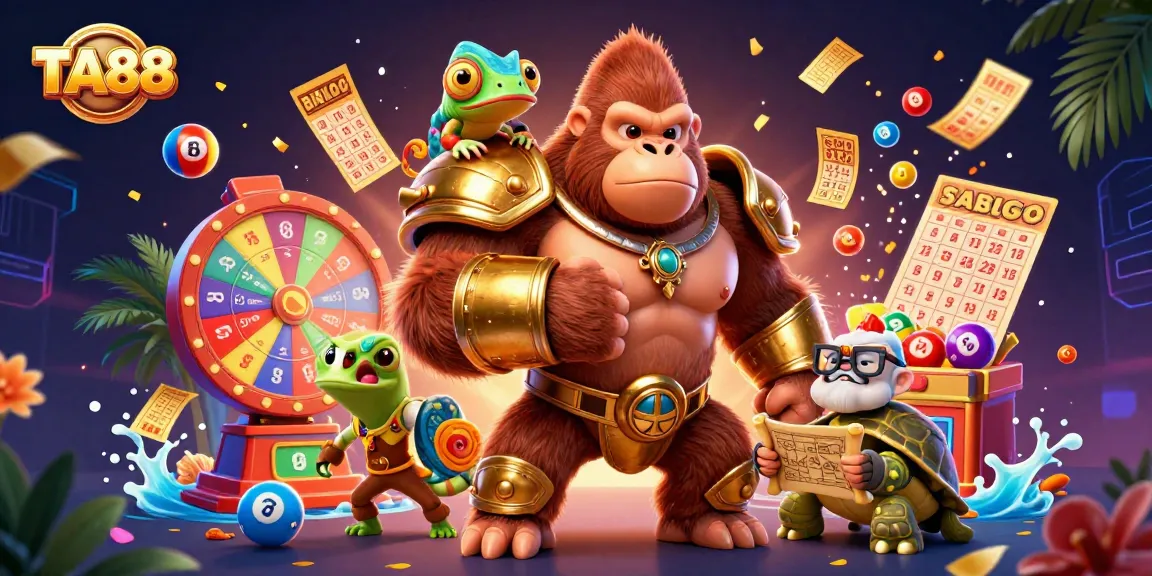 Join TA88's powerful gorilla, chameleon, and tortoise in an exciting lottery scene