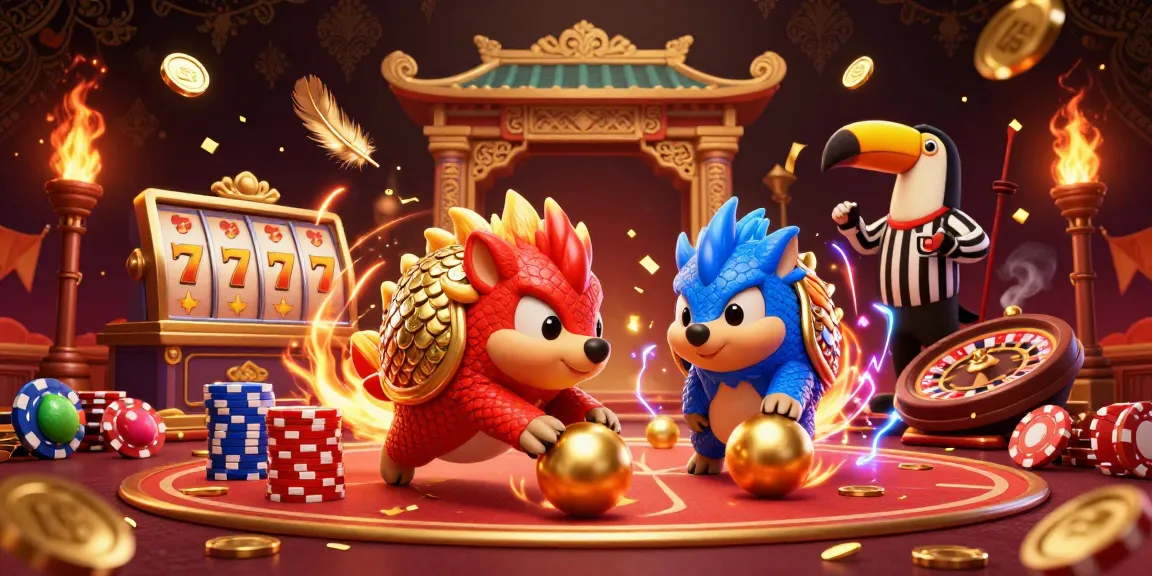Experience 789WIN as rival pangolins engage in a thrilling casino showdown amidst golden chips and vibrant energy.