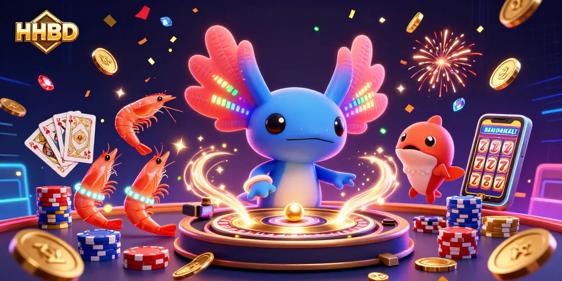 HHBD inspires excitement with vibrant axolotl DJ and dazzling casino elements in an underwater scene.