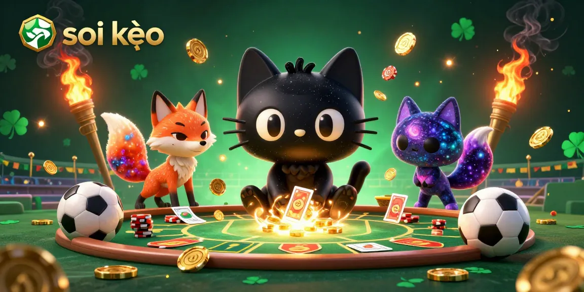Engage in thrilling soi kèo action with our cosmic sports betting scene featuring vibrant characters.