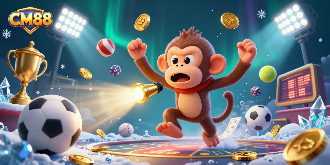 Catch the action with CM88 as a mischievous monkey juggles gold in a lively casino.