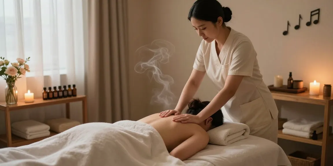 Experience a calming 화성출장마사지 in a tranquil spa atmosphere with soft lighting and soothing elements.