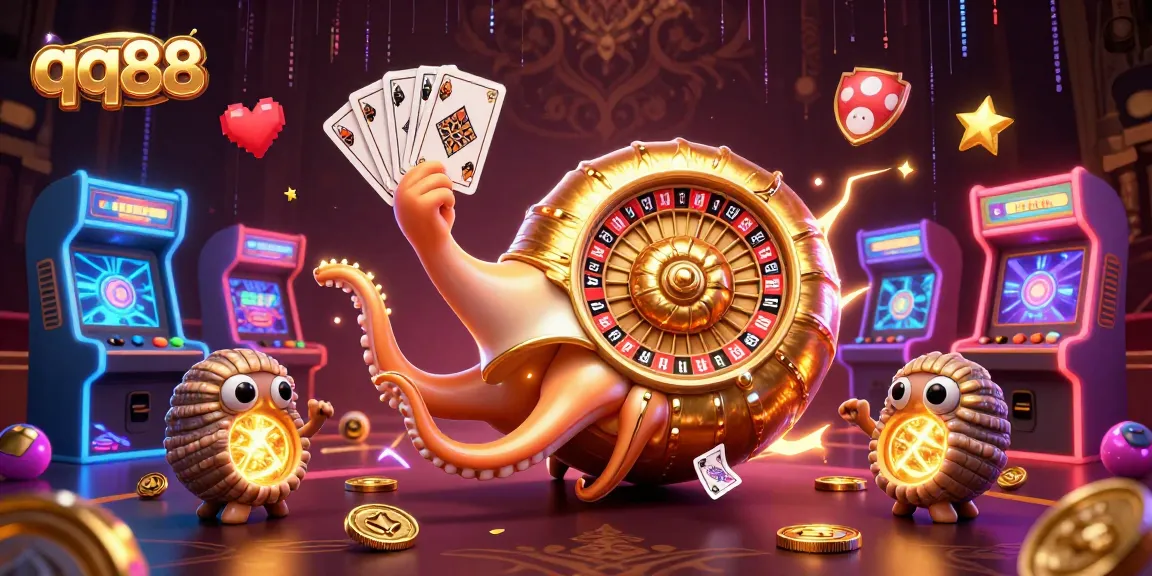 Experience thrilling wins with the QQ88 nautilus roulette-themed illustration showcasing vibrant casino elements.