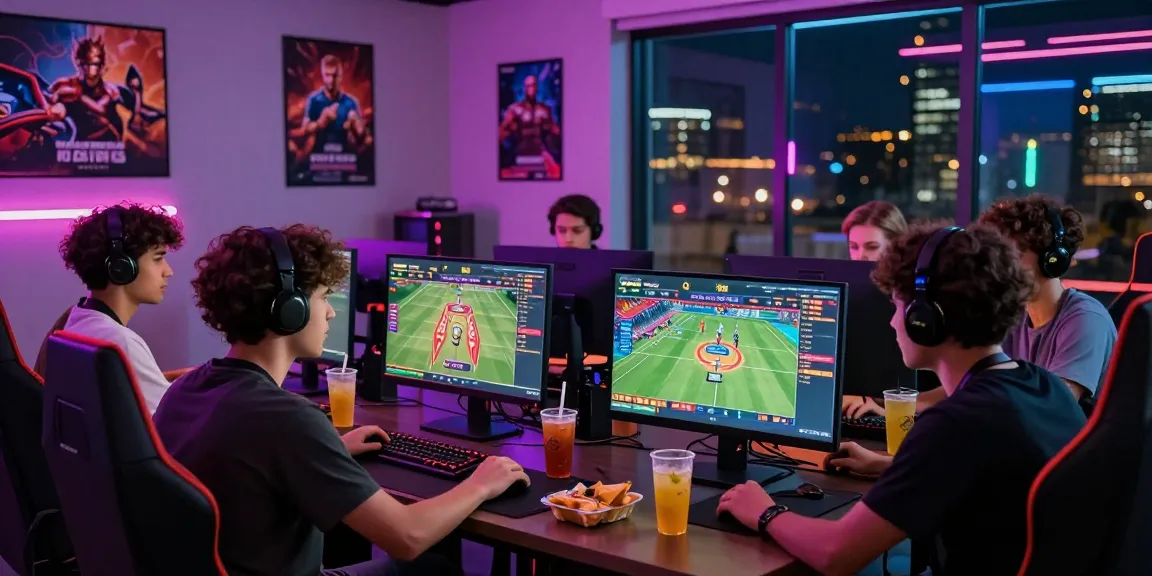 Experience thrilling online gaming at https://go99vn.city/ with friends in a vibrant gaming setup.