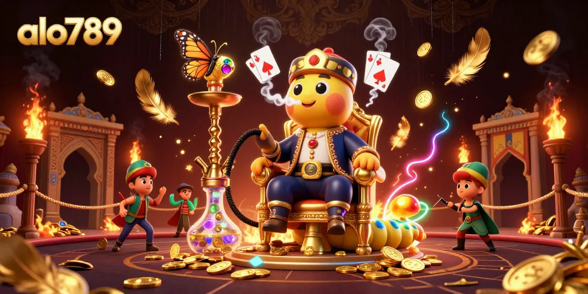 Experience the excitement of alo789 casino with a vibrant 3D illustration of gambling elements.