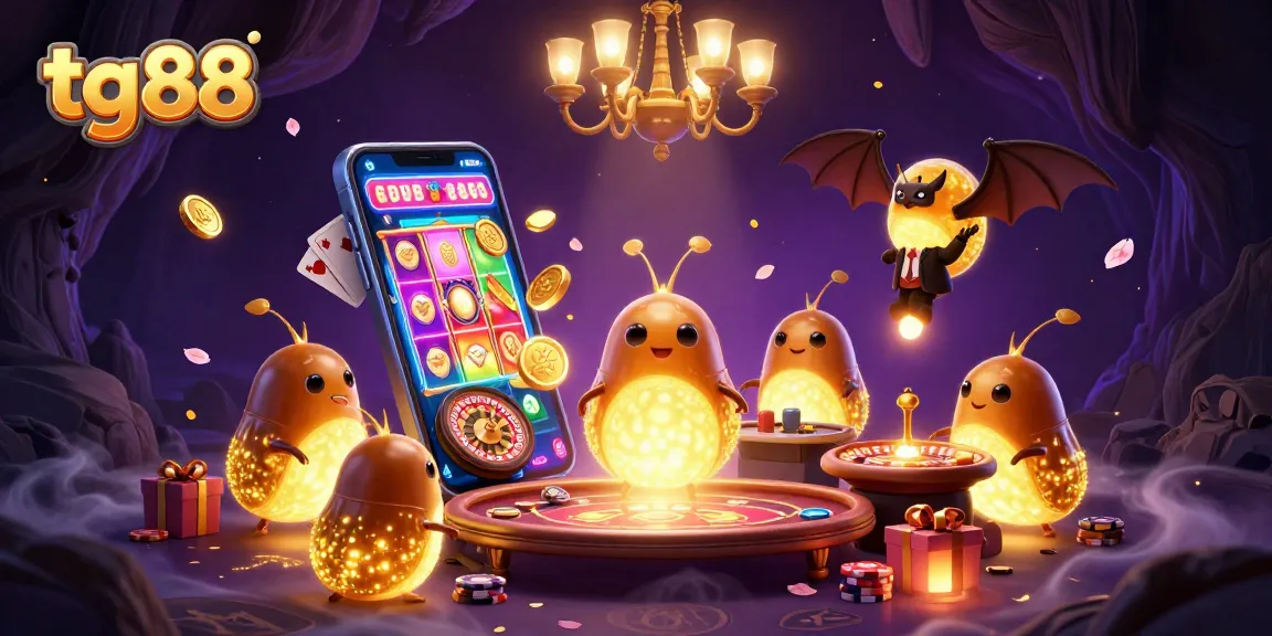 Capture winning moments at tg88 with glowworms lighting up an exciting casino scene.