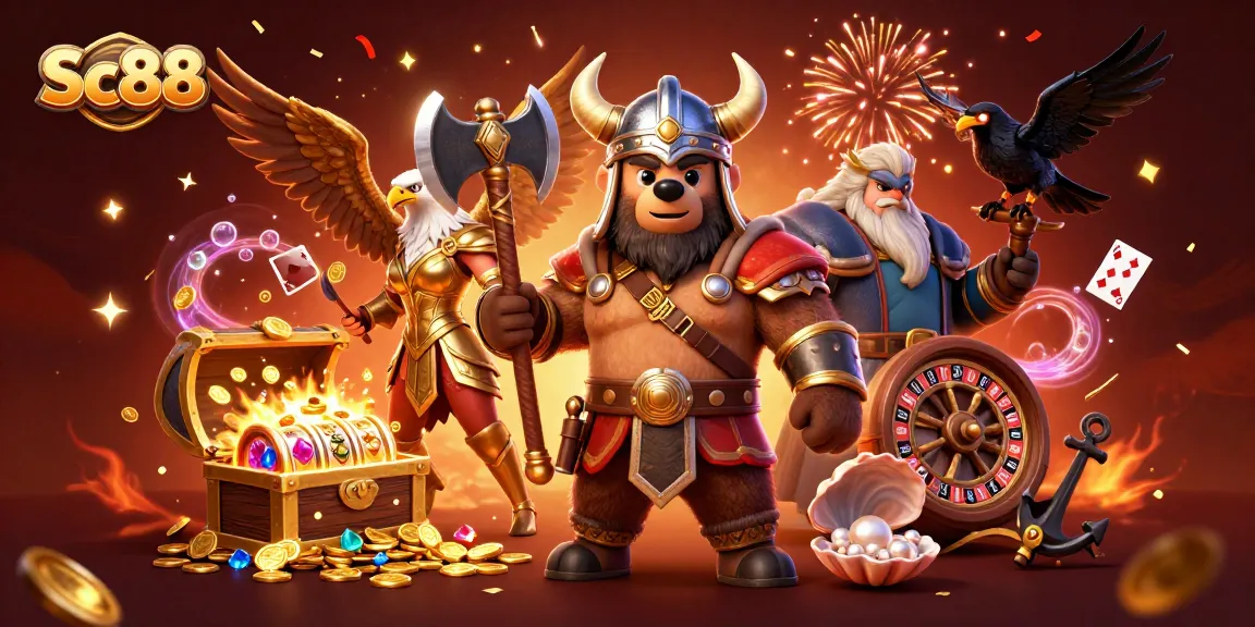 Sc88 brings thrilling casino adventures alive with vibrant characters in a lively gaming scene.