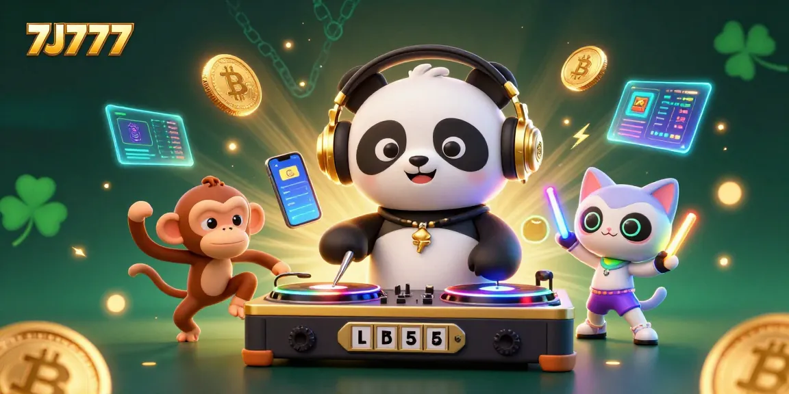 Experience thrilling action at 7J777 with our lively 3D casino illustration featuring vibrant characters and game elements.