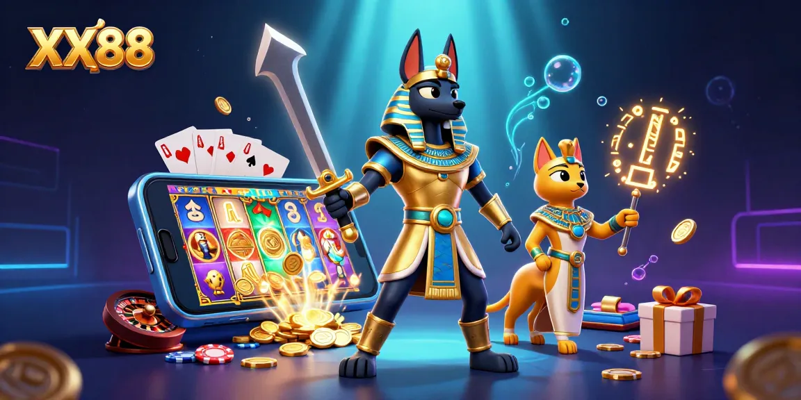 Win big with exciting slot games at XX88 featuring ancient Egyptian characters and dynamic visuals.