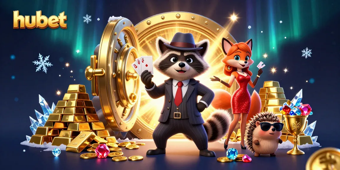 Experience exciting gameplay with hubet in a packed casino scene featuring charming characters and vibrant jewels.